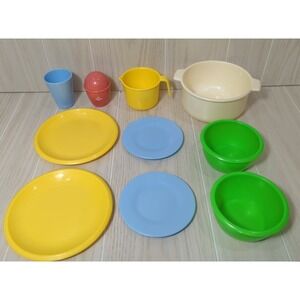 Little tikes vintage dishes pot plates bowls shaker mixed lot measuring pitcher
